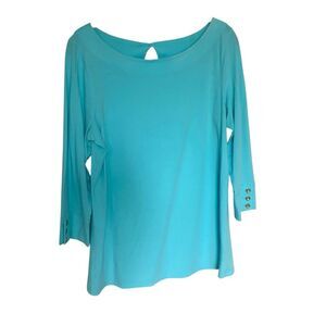 Lilly Pulitzer Aqua Boat Neck Top 3/4 Sleeve Size Large